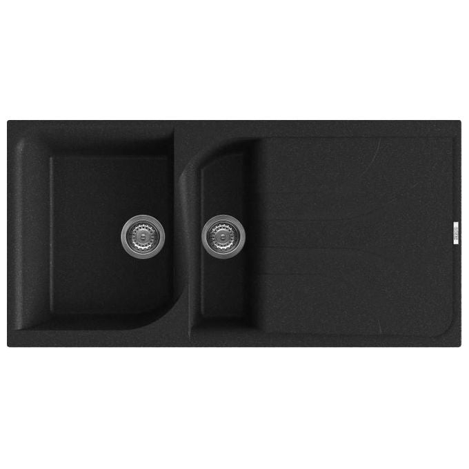Elleci LGE47554 Ego 475 Lavello Granitek gocciolatoio reversibile 1 Vasca e mezza 100 cm Nero