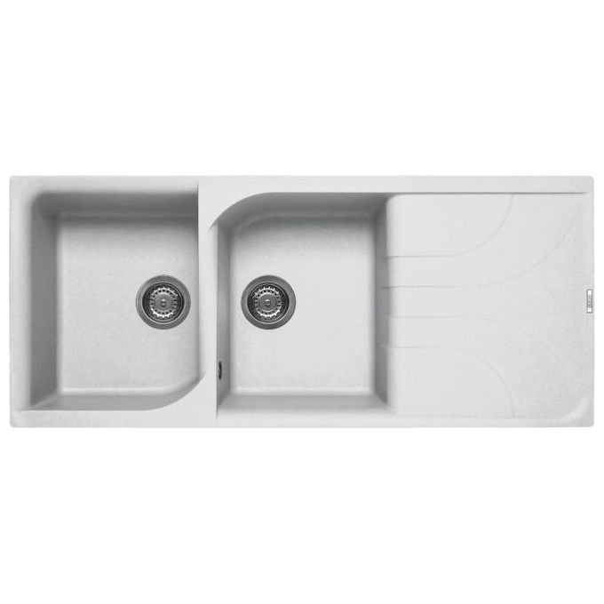 ELLECI LGE50068 Ego 500 Lavello Granitek gocciolatoio reversibile 2 Vasche 116 cm Bianco