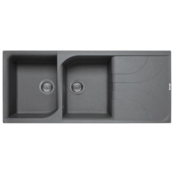 ELLECI LME50073 Ego 500 Lavello Metaltek gocciolatoio reversibile 2 Vasche 116 cm Titanium
