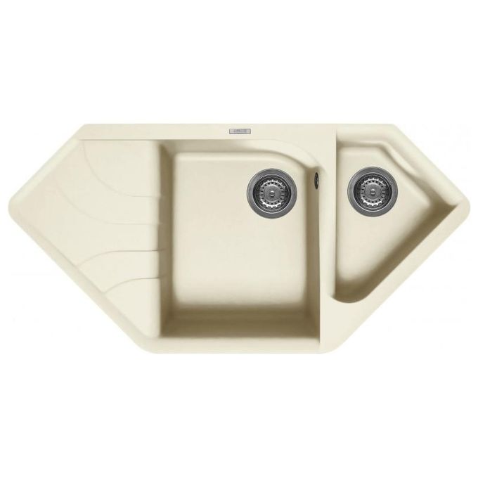 ELLECI LGECOR62 Ego Corner Lavello Granitek gocciolatoio sinistro 100 cm 2 Vasche Bianco antico