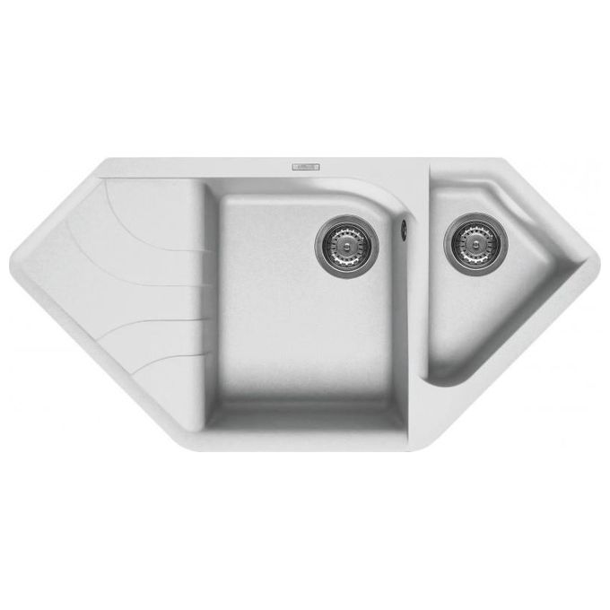 ELLECI LGECOR68 Ego Corner Lavello Granitek gocciolatoio sinistro 2 Vasche 100 cm Bianco titano