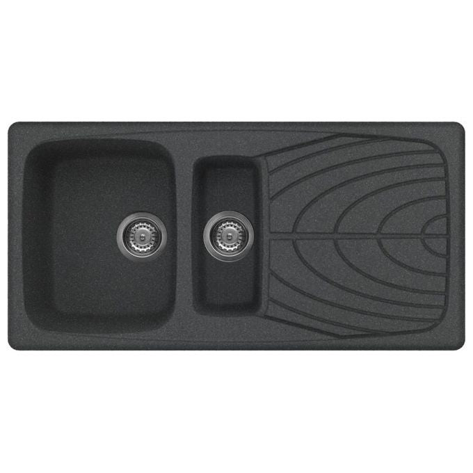 Elleci LGM47554 Master 475 Lavello Granitek gocciolatoio reversibile 1 Vasca e mezza 10 cm Nero