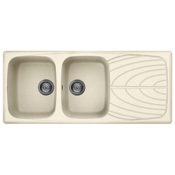Elleci LGM50062 Master 500 Lavello Granitek gocciolatoio reversibile 2 Vasche 116 cm Bianco antico