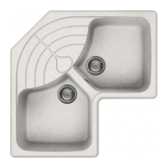 Elleci LGMCOR52 Master Corner Lavello Granitek ad angolo 2 Vasche 83 cm Bianco