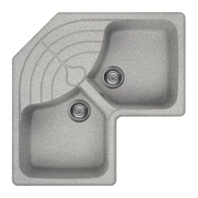 Elleci LGMCOR55 Master Corner Lavello Granitek ad angolo 2 Vasche 83 cm Grigio