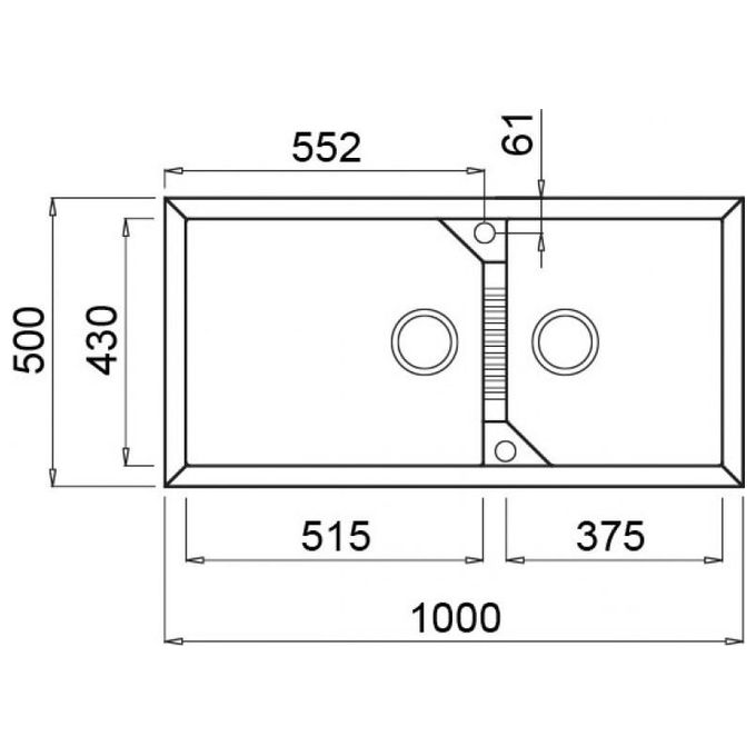 Elleci LGT49059 Tekno 490 Lavello Granitek 2 Vasche 100 cm Antracite