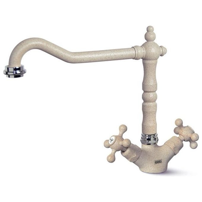 Elleci Tago MGKTAG51 - Miscelatore da cucina doppio comando, da incasso, Acciaio inox, canna girevole, 17 cm, Acciaio satinato