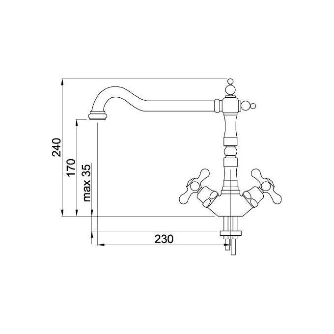 Elleci Tago MGKTAG51 - Miscelatore da cucina doppio comando, da incasso, Acciaio inox, canna girevole, 17 cm, Acciaio satinato