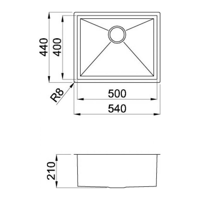 Elleci Square 500 LIQ500SAC Lavello in acciaio inox satinato 1 vasca 540x440 mm