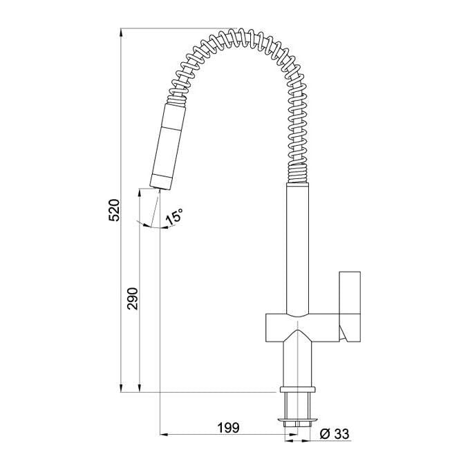 Elleci Dionisio MIKDNSCR - Miscelatore da cucina monocomando, da incasso, Acciaio inox, canna girevole con doccetta estraibile, 52 cm, Cromo