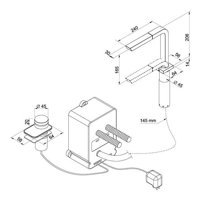 ELLECI Elettromiscelatore Invisio elettronico Design a scomparsa con doccetta estraibile, dotato di joystick con basetta di appoggio per erogazione e regolazione temperatura Cromata
