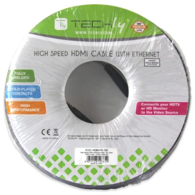 Techly ICOC-HDMI-4-100 Cavo HDMI High Speed con Ethernet colore Nero