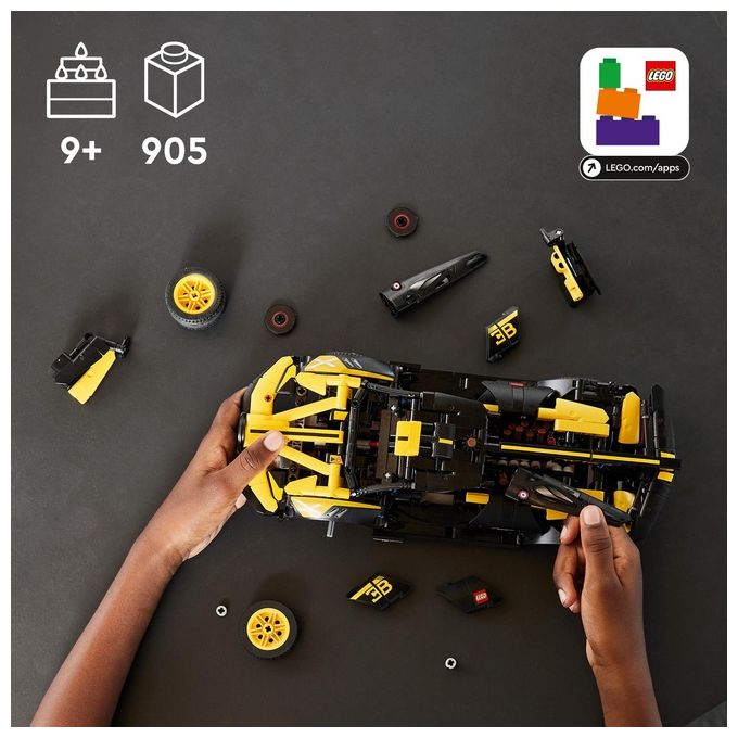 Lego 42151 Technic Bugatti Bolide Set da Costruzione 905 Pezzi Modellino Auto Supercar Motore W16 9 anni