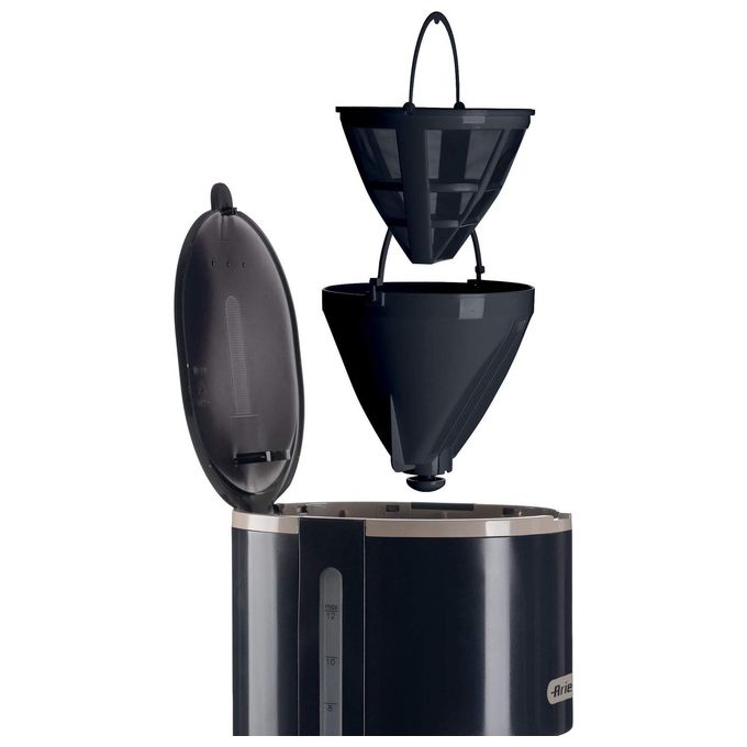 Ariete 1394-00 Drip Coffee Machine Macchina per Caffe' Americano Capacita' 12 Tazze Dark Grey