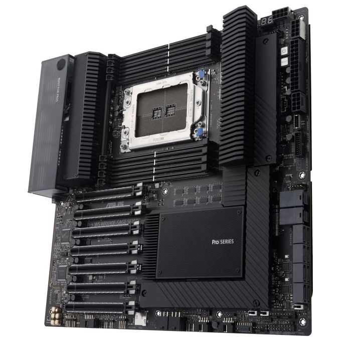 ASUS Pro WS WRX80E-SAGE SE WIFI Scheda Madre, EATX, AMD WRX80, Socket sWRX8, 8 Slot DIMM DDR4, 7 x PCIe 4.0, 3 x M.2, 8 x SATA, Intel WiFi 6, 10Gb LAN, Realtek 7.1 Surround, USB-C 3.2 Gen 2x2, Nero