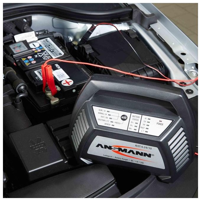 Ansmann ALCT6-24-10 Caricatore per Batteria Auto Scooter Motocicletta Piombo-Piombo-Gel 12V 6V 24V