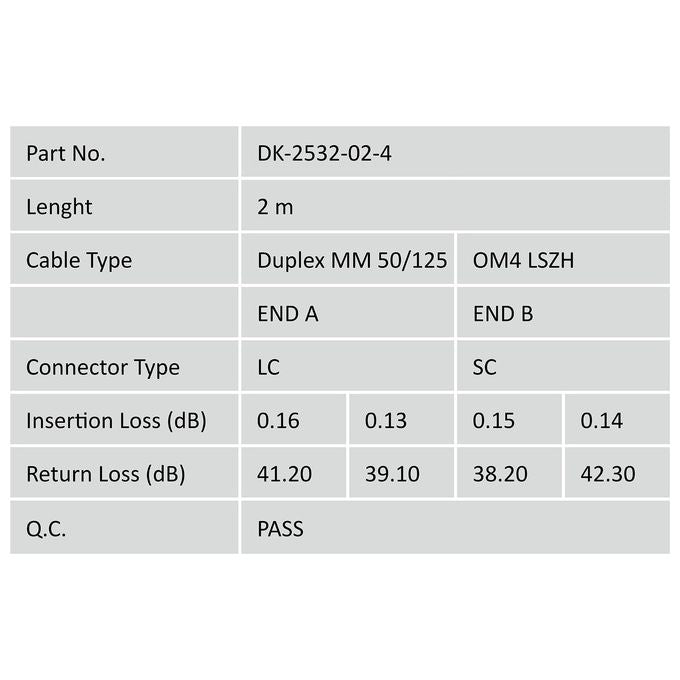 Digitus cavo fibra ottica lc a sc multimode duplex 50-125 mt.2 om4