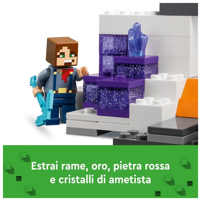 LEGO Minecraft La Miniera delle Badlands Modellino da Costruire di Bioma con Personaggi Accessori e Mob Ostili Giochi Creativi per Bambini e Bambine da 8 Anni Idea Regalo di Compleanno 21263