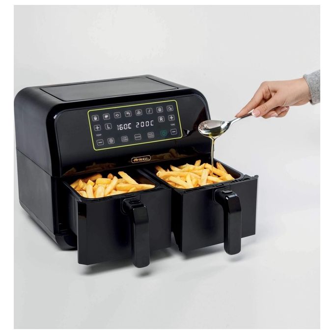 Ariete 4623-00 Friggitrice ad Aria 8 Litri Potenza 1700W con Doppio Cestello colore Nero Airy Fryer Dual