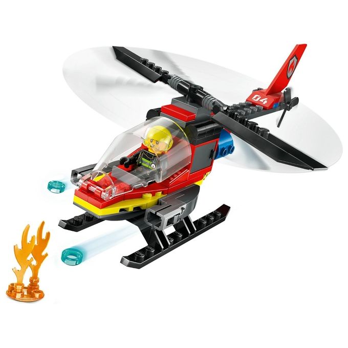 LEGO City 60411 Elicottero dei Pompieri, Veicolo Giocattolo con 2 Elementi Lancia-Acqua e Minifigure, Giochi per Bambini 5+