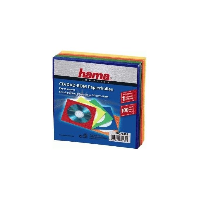 Hama Custodia CD-DVD a Tasca 1 Dischi Multicolore 100 Pezzi