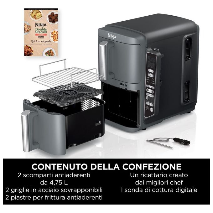 Ninja SL451EU Friggitrice ad aria ninja doublestack 9 5 lt con sonda