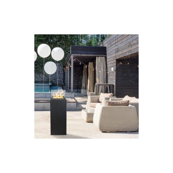 Divina Fire Camino a bioetanolo da terra per interno esterno Ischia Nero 40x40x115