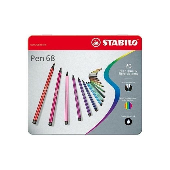 Pennarello Premium - STABILO Pen 68 - Scatola in Metallo da 20 - Colori assortiti