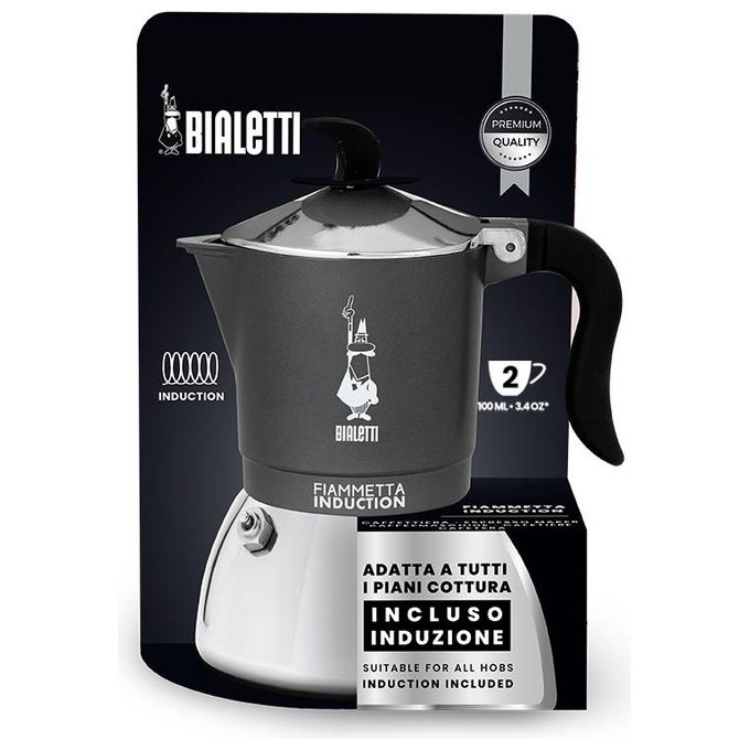 Bialetti Fiammetta Induction Caffettiera Grigio 2 Tazze
