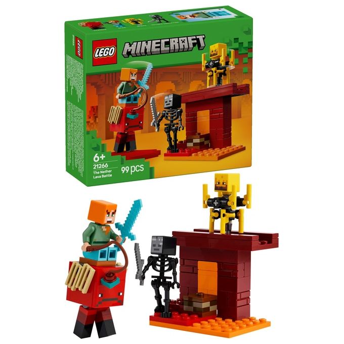 LEGO Minecraft Battaglia sul Ponte del Nether Gioco d'Avventura per Bambini e Bambine da 6 Anni Piccolo Set da Costruire con Funzioni e 4 Personaggi del Videogioco Idea Regalo di Compleanno 21266