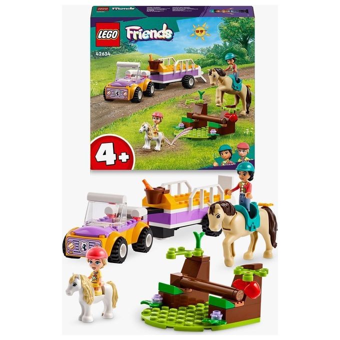 LEGO Friends 42634 Rimorchio con Cavallo e Pony, Giocattolo per la Cura degli Animali con 2 Mini Bamboline, Giochi Bambini 4+
