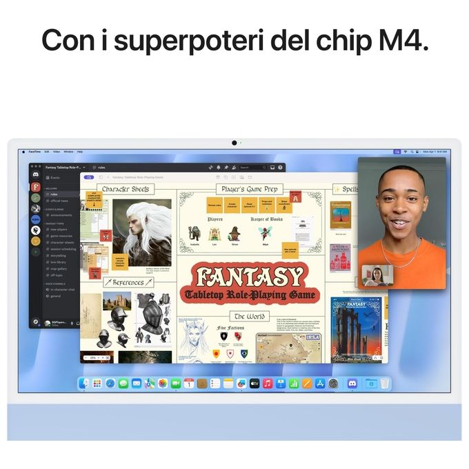 APPLE iMac da 24'' con display Retina 4.5K chip Apple M4 con CPU a 8 core e GPU a 8 core 16GB SSD da 256GB - Blu