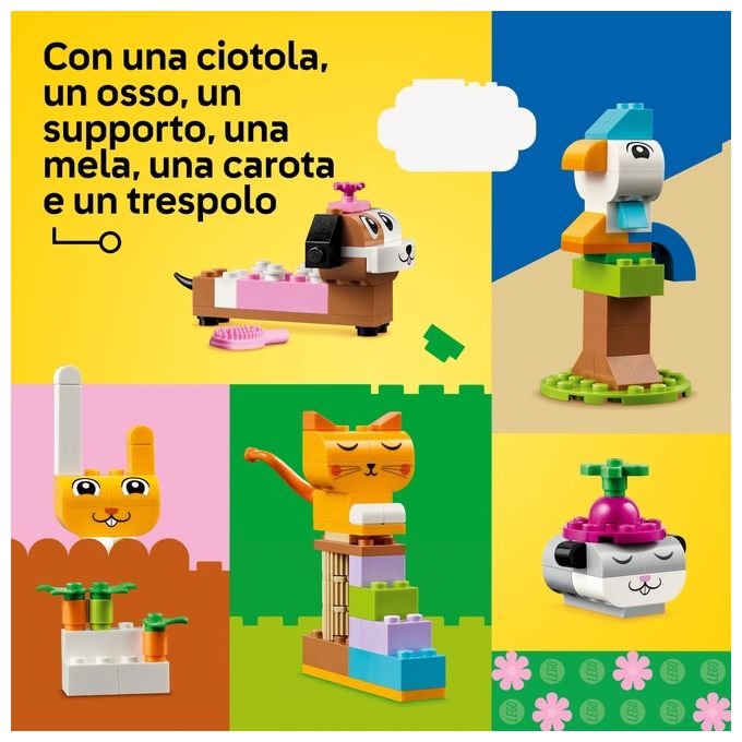LEGO Classic 11034 Animali Domestici Creativi, Giocattolo per Bambini di 5+ Anni per Costruire Cane, Gatto e Altri Animali