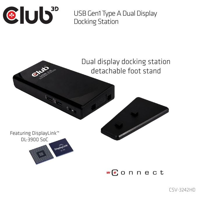 Club3d Docking Station, usb 3.0 Black, usb type a 3.0 dual Display