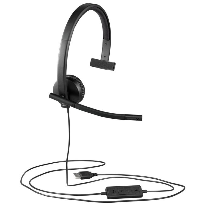Logitech H570e Cuffie Cablate, Mono con Microfono Cancellazione di Rumore USB
