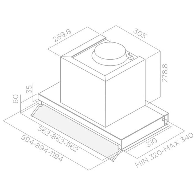 Elica BOXIN IX-A-120 Cappa da Incasso Classe energetica D 3 velocita' Aspirante Portata 370 m³-h 120 cm PRF0097842B