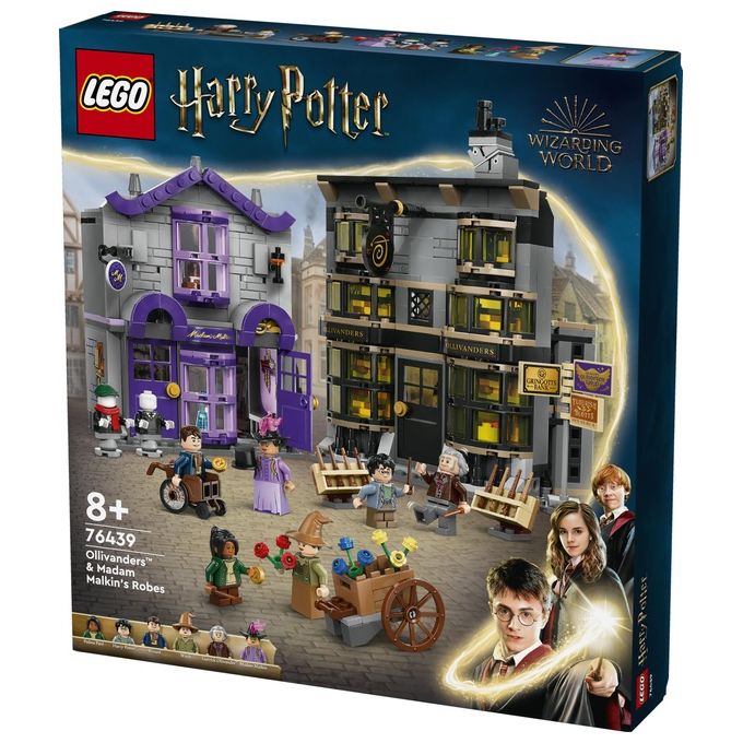 LEGO Harry Potter Olivander e Madama McClan: Abiti per Tutte le Occasioni 2 Modelli di Negozi Giocattolo da Costruire con 6 Minifigure Giochi Creativi per Bambini da 8 Anni da Collezione 76439