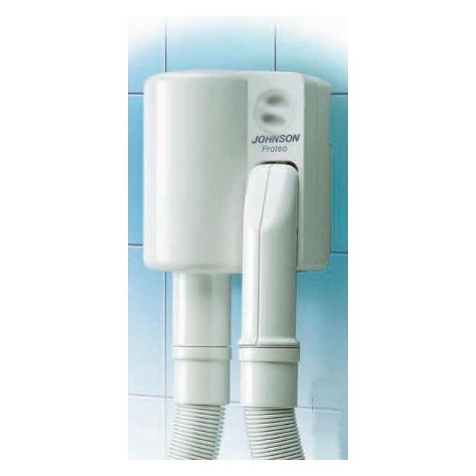 Johnson SUITE - Asciugacapelli da parete 800 W, motore AC, 1 velocita' e temperatura, nessun colpo d’aria fredda, nessun accessorio, 610 mm H × 130 × 90 mm, cavo integrato, Bianco