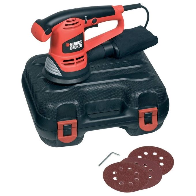 Black+Decker KA191EK-QS Levigatrice Roto-Orbitale con Accessori in Valigetta 480W Arancione