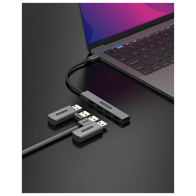 Sitecom Hub USB C a USB A Nano Grigio