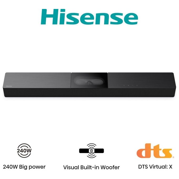 Hisense HS2000 Soundbar 2.1 con subwoofer integrato 240W Supporta Dolby Digital Plus e DTS Virtual:X Bluetooth HDMI USB Ingresso Audio Ottico