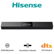 [ComeNuovo] Hisense HS2000 Soundbar 2.1 Subwoofer Integrato 240W Dolby Digital Plus DTS Virtual:X Bluetooth 5.3 HDMI ARC USB Ottico colore Nero