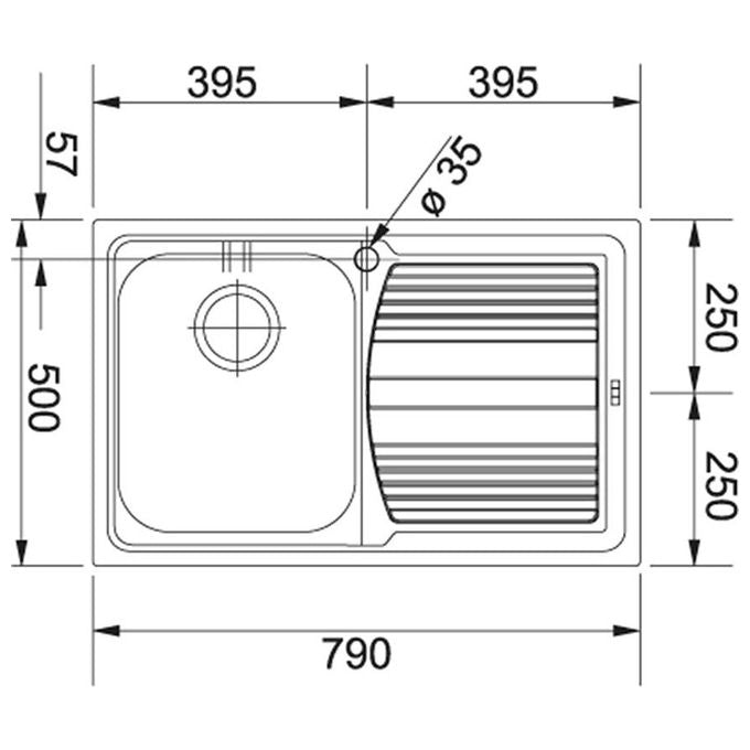 Franke Lavello Inox LLX 611 3 1-2'' WWK gocciolatoio a sinistra 1 Vasca + scolapiatti 79 cm 101.0085.773