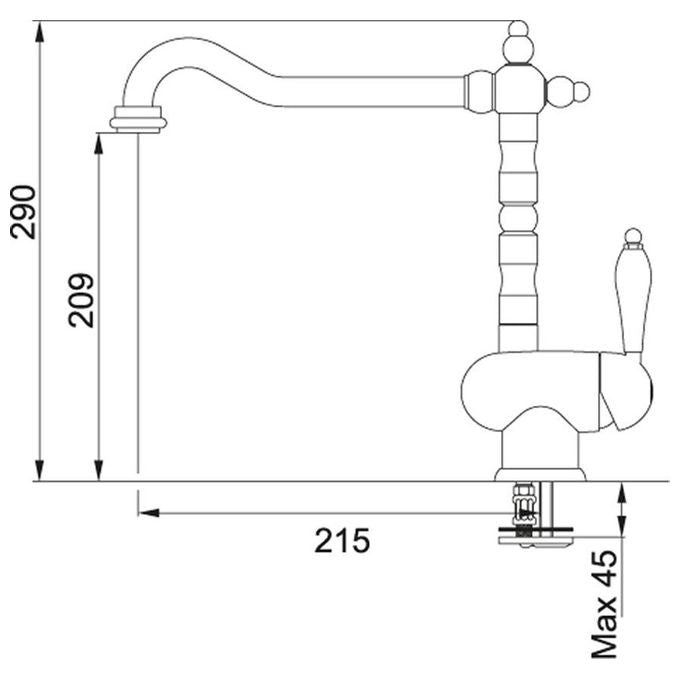 Franke Old England Miscelatore monocomando con canna girevole 360° Ramato 115.0028.208