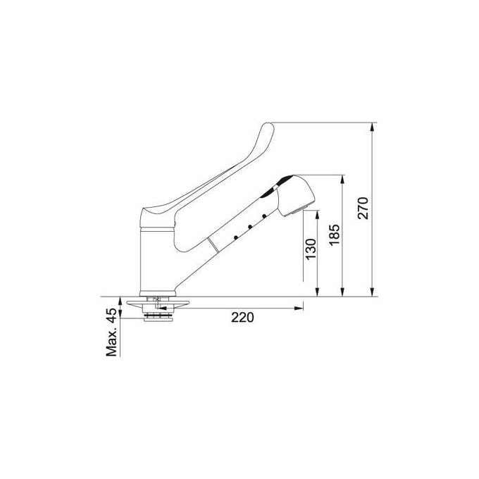 Franke 115.0027.747 Onice Doccia Miscelatore  monocomando con doccetta orientabile a doppio getto   Cromo