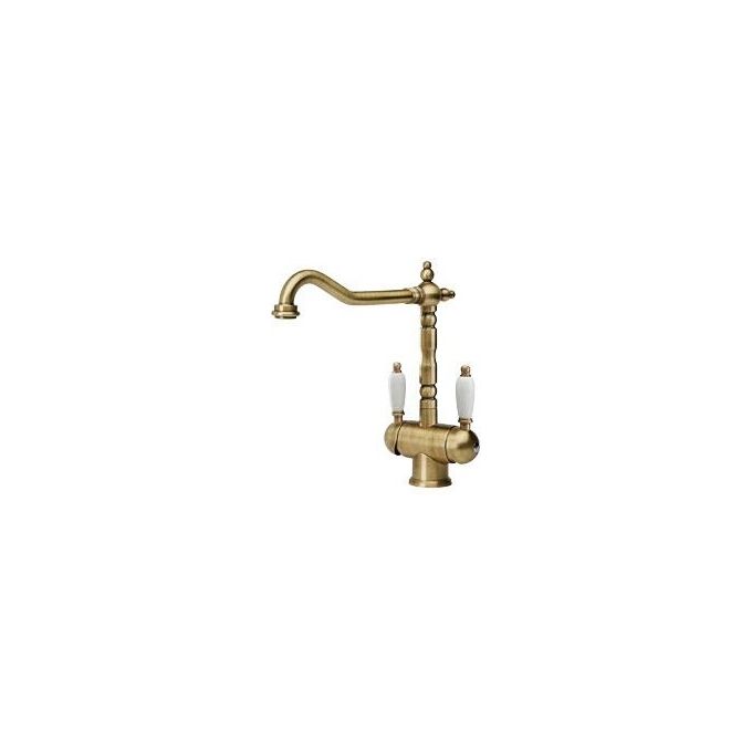 Franke Old England Miscelatore doppio comando con canna girevole 360° Bronzato 115.0028.204