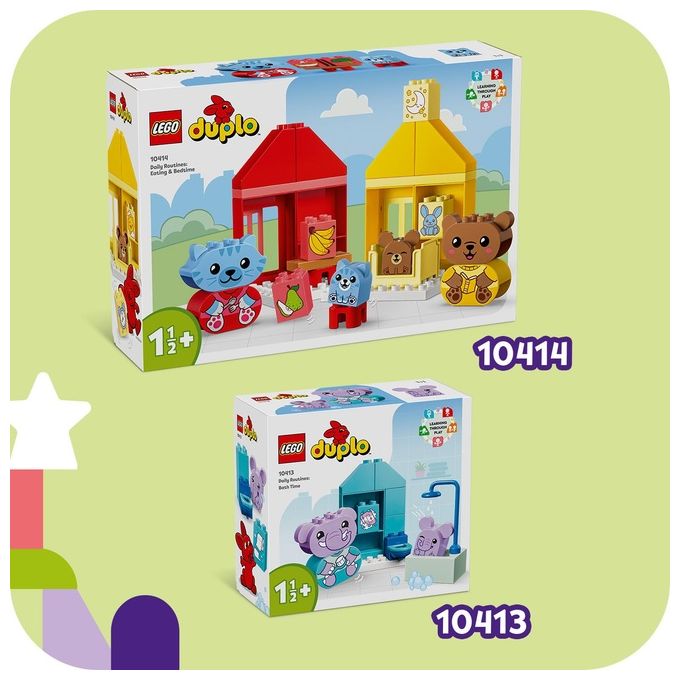 LEGO DUPLO 10414 Attivita' Quotidiane: Mangiare e Andare a Letto, Giochi per Bambini da 1.5 Anni in su con 4 Animali Giocattolo