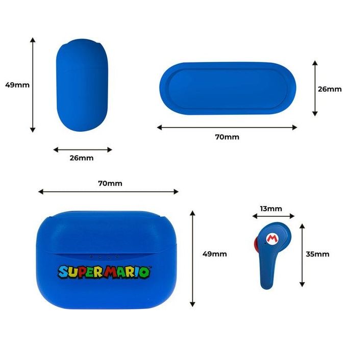 4Side Super Mario Blue Earpods Auricolari