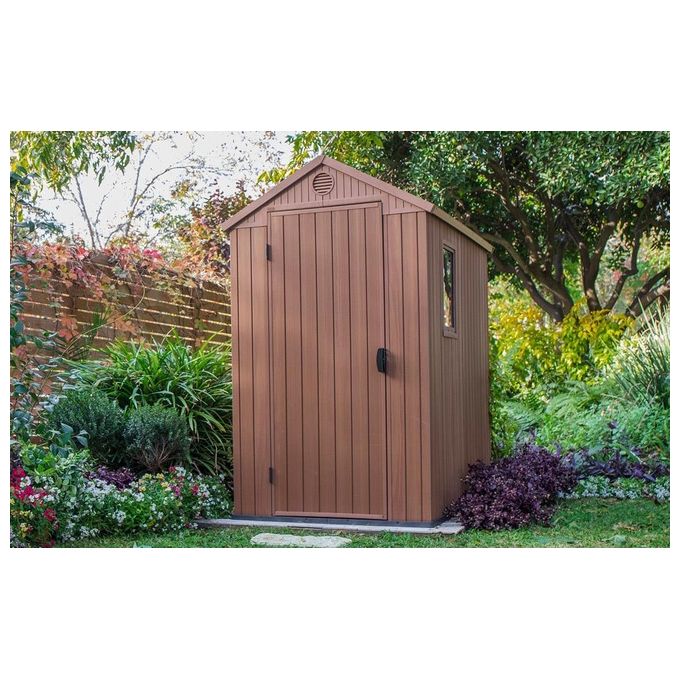 Keter DARWIN 4X6 Casetta da giardino in resina tetto a due falde pavimento incluso colore Marrone