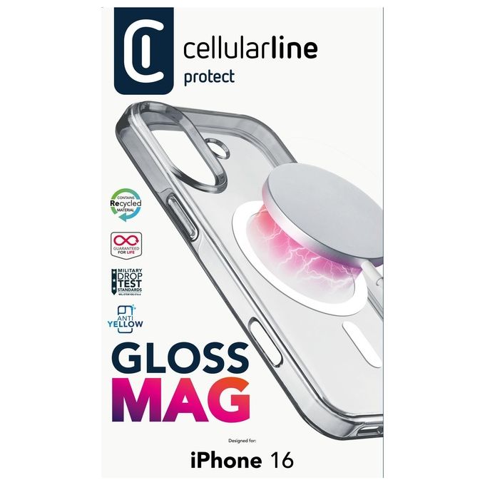 Cellular Line Cover per iPhone 16 Gloss Mag Clear